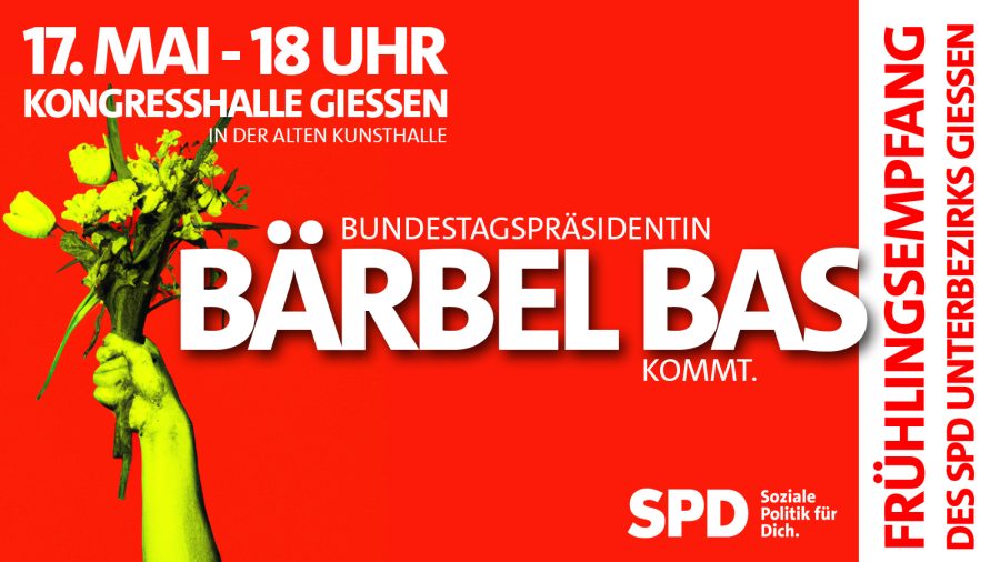 Sharepic zum Frühlingsempfang mit Bärbel Bas am 17.5.2023